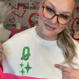 Queen Of Sparkles | White & Neon Pink Colorblock Logo Sweatshirt - Final Sale