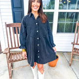 Here For You Denim Dress- Black