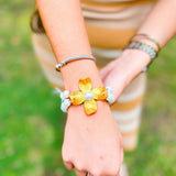 Pearl Double Strand with Dogwood Flower Bracelet