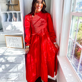 Karlie | Poplin Smock Tier Maxi Dress - Red