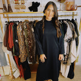 See Ya Next Fall Midi Dress - Black