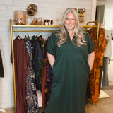 Fall Harvest Midi Dress - Hunter Green