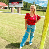 Paisley Party Animal Top - Red/Black