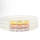 BuDhaGirl - Three Queens All Weather Bangles - White Pearl