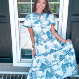 Coastal Serenity Midi Dress - Blue