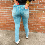 High Rise Vintage Washed Straight Leg Jeans