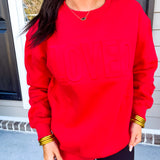 LOVED Embossed Sweatshirt - Red