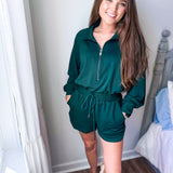 Autumn Feels Romper- Heather Green