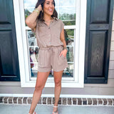 On The Move Romper - Mocha