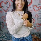 Beaded Together Necklace - Cream Marble