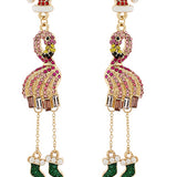Christmas Santa Hat Flamingo Earring - Final Sale
