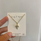 Waterproof Stainless-Steel Gold Chain - Rhinestone Cross Charm Necklace - Final Sale
