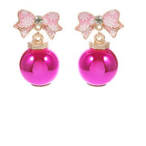 Bow Fuchsia Ornament Drop Earring - Final Sale