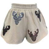 Queen Of Sparkles Beige Deer Head Short - Final Sale
