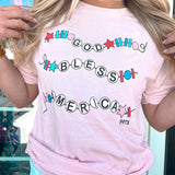 God Bless American T-Shirt- Pink