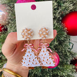 Holiday Tree Earrings- White *FINAL SALE*