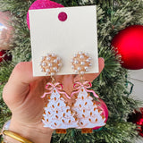 Holiday Tree Earrings- White *FINAL SALE*