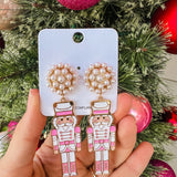 Holiday Nutcracker Earrings- Light Pink *FINAL SALE*