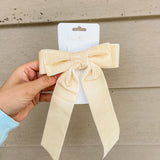 Velvet Bow Clip- Ivory