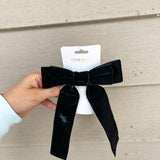 Velvet Bow Clip- Black