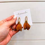 Feather Earrings- Caramel Gold