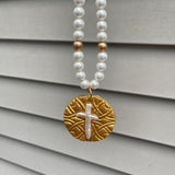 Shell Pearl with Pearl Cross Necklace