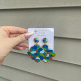 Multi-blues Confetti Dangle Earrings