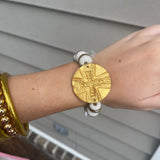 White & Gold African Glass with Leah Cross Bracelet