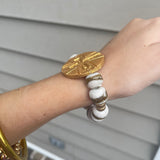 White & Gold African Glass with Leah Cross Bracelet