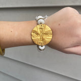 White & Gold African Glass with Leah Cross Bracelet