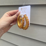 Studded Hoop Earrings- Orange