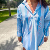 Stripe Oversized Tunic- Blue