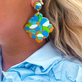 Multi-blues Confetti Dangle Earrings