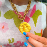 Gold Chain with Bee Medallion Necklace