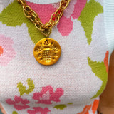 Gold Chain with Bee Medallion Necklace