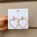 Rope Textured Heart Earrings - Gold - Final Sale