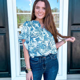 Rio Button Top- Blue