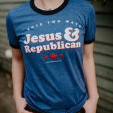 Jesus & Republican Blue Ringer Tee