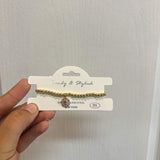 Waterproof Stainelss-Steel Gold Bead Mother of Pearl and Gold Cross Charm Stretch Bracelet - Final Sale