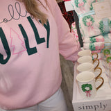 Holly Jolly Tree Pink Sweatshirt - Final Sale