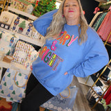 Merry & Bright Whimsy Blue Sweatshirt - Final Salw