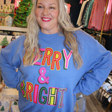 Merry & Bright Whimsy Blue Sweatshirt - Final Salw