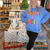 Merry & Bright Whimsy Blue Sweatshirt - Final Salw