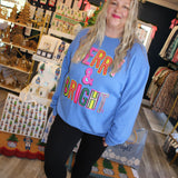 Merry & Bright Whimsy Blue Sweatshirt - Final Salw
