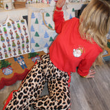 Simply | Leopard Santa Longsleeve Top - Final Sale