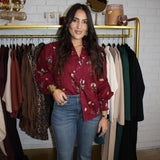 Fall Meadows Top Burgundy