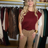 You Got Me There Top - Burgundy