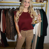 You Got Me There Top - Burgundy