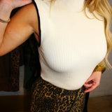 Won't Be Long Sleeveless Sweater - Cream/Black