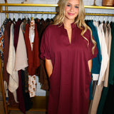 Fall Harvest Midi Dress - Wine